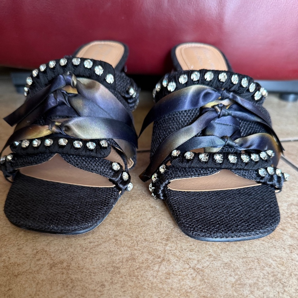 JUST ARRIVED::Circus NY  Sam Edelman Vera  Black Rhinestone Bow Heels SZ 9.5 Ori